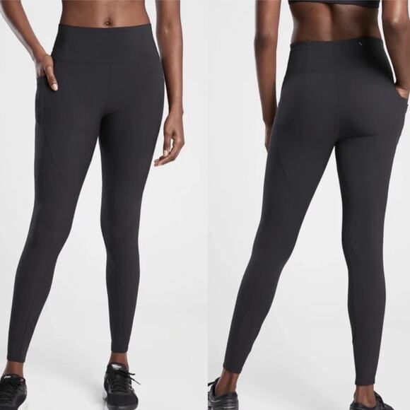 Athleta Quest Hybrid High Rise Tight With Pockets Black Sz 4 Active Running Gym - Picture 1 of 14
